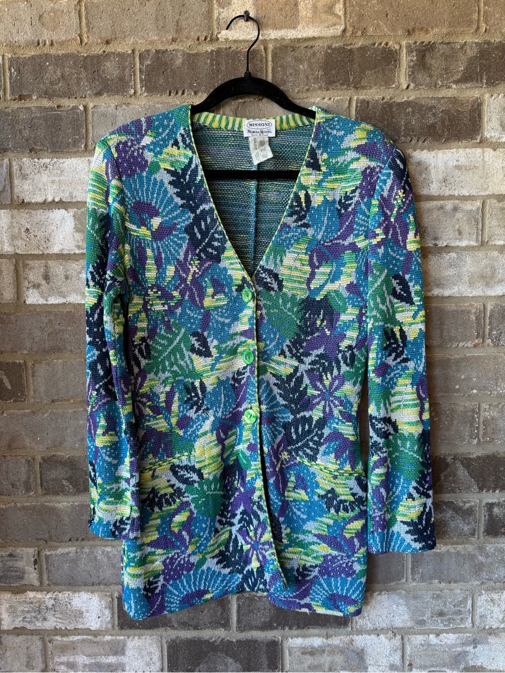 Vintage MISSONI for Neiman Marcus Botanical Floral Knit Cardigan Italy Size M/L